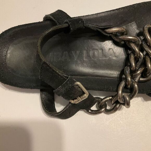 Bimba y Lola Suede Chain Fisherman Sandals, Size 37. (6.5/7 US) Black Spain. - Picture 10 of 16